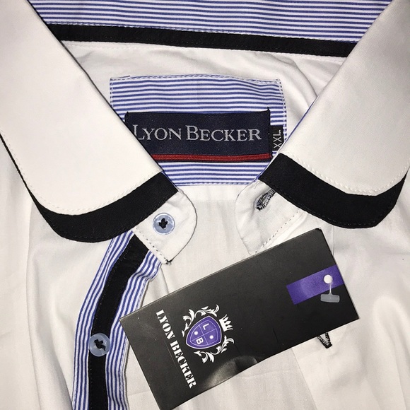 CRISP NWT Lyon Becker Contrast White Button Up - Picture 4 of 6